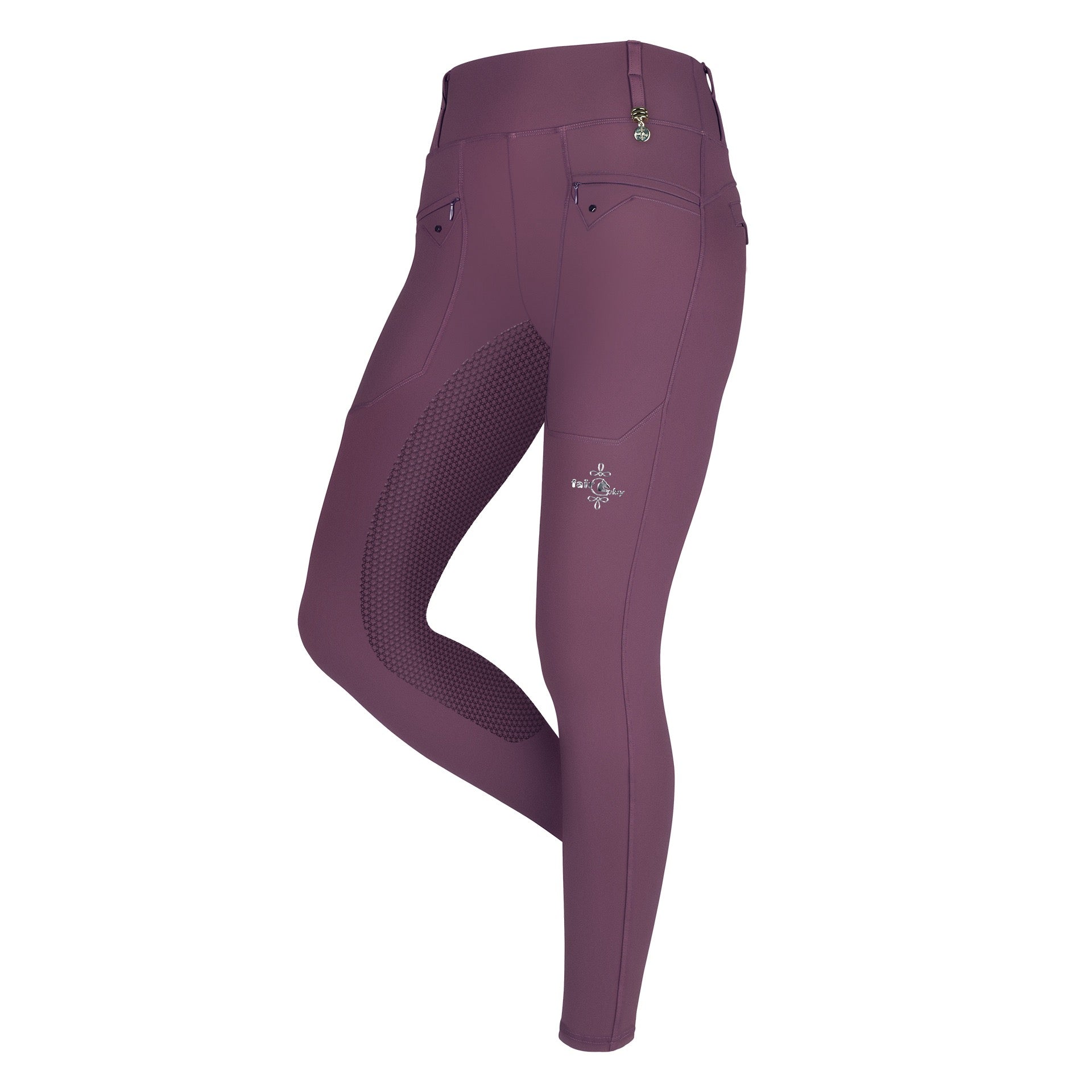 Fair Play HEXA High Rise Full Grip Winter Riding Leggings, Eggplant