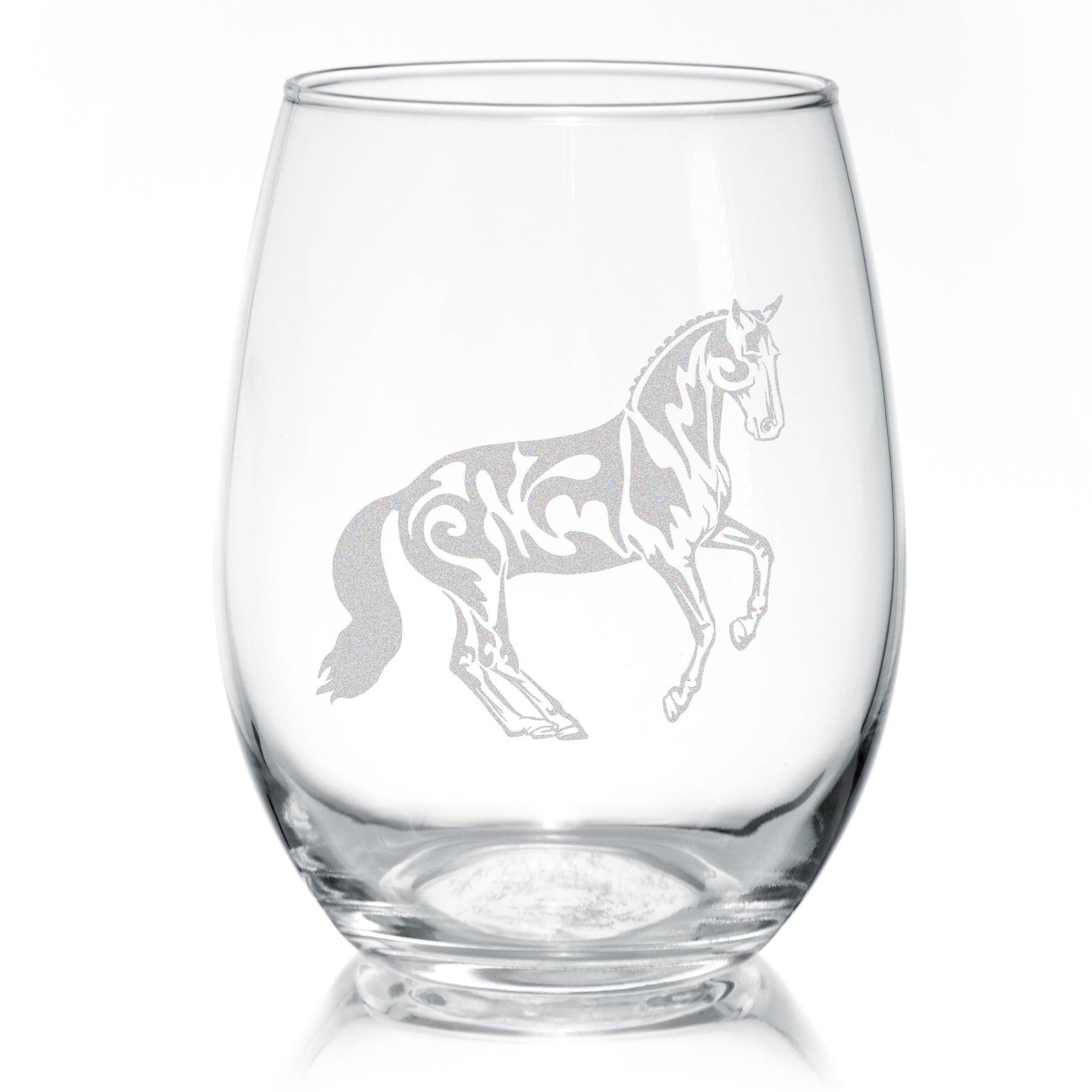 Dressage Horse Pirouette Stemless Wine Glasses