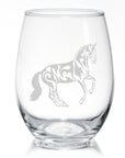 Dressage Horse Pirouette Stemless Wine Glasses