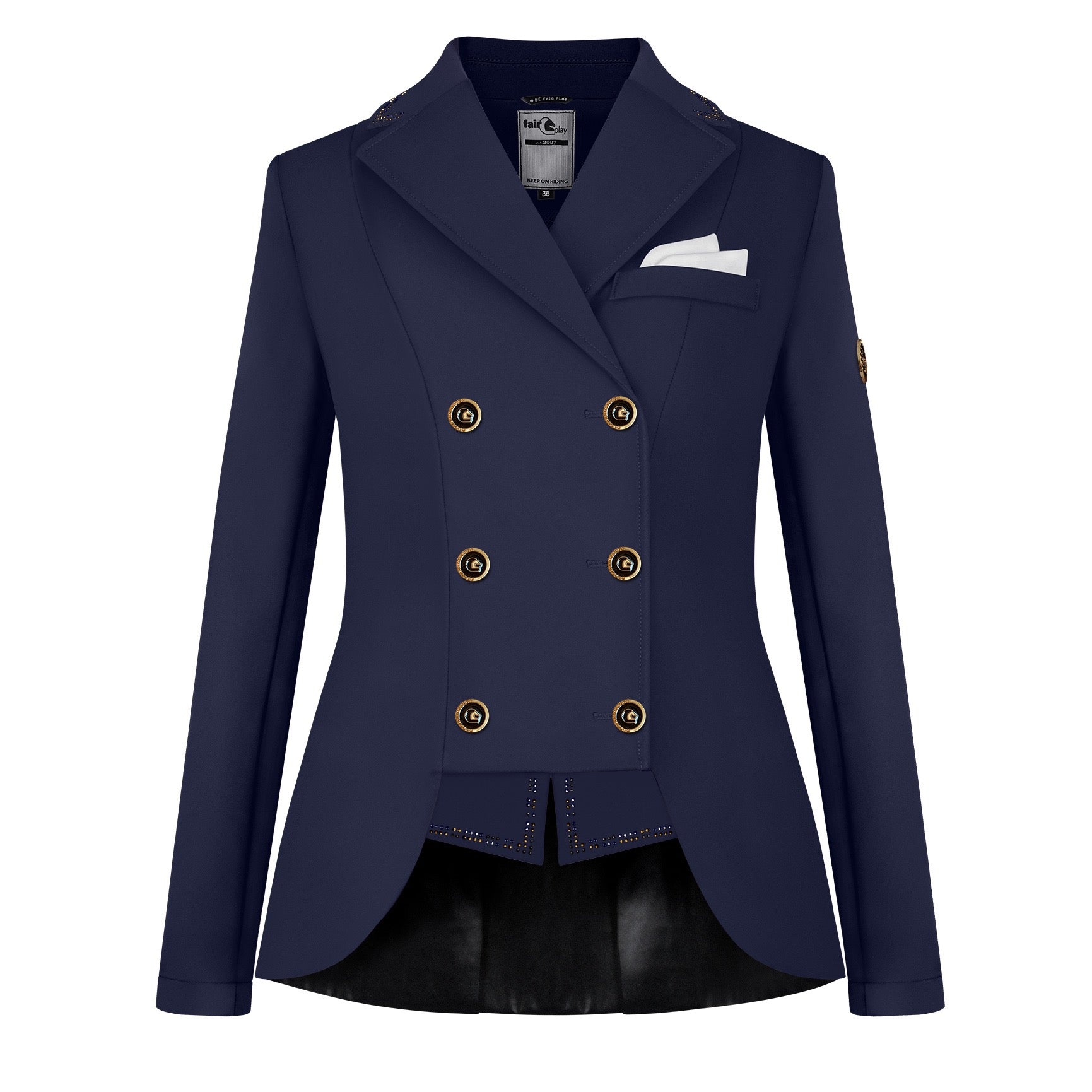 Fair Play Ladies Dressage Short Tailcoat REIKO Vintage Gold, Navy
