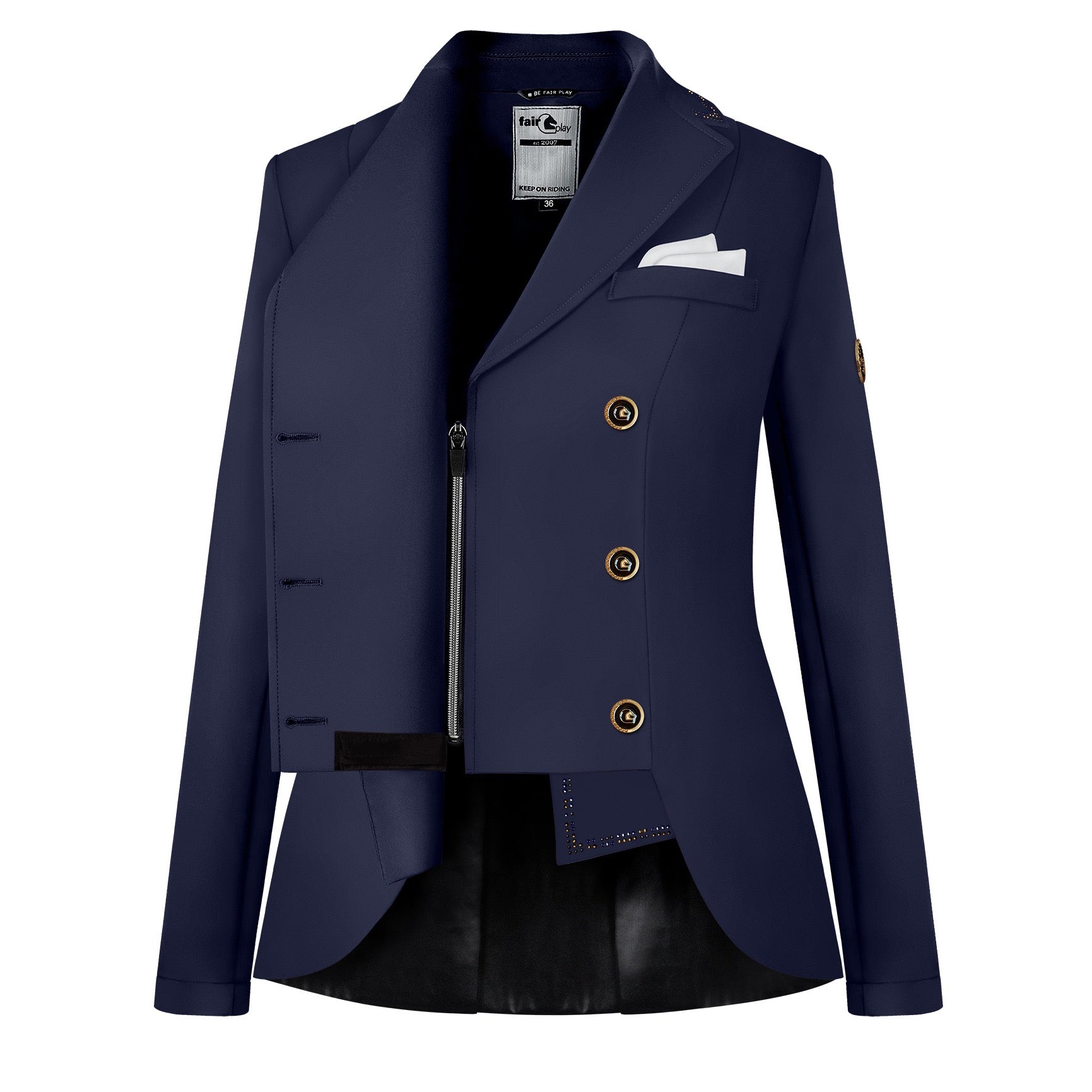 Fair Play Ladies Dressage Short Tailcoat REIKO Vintage Gold, Navy