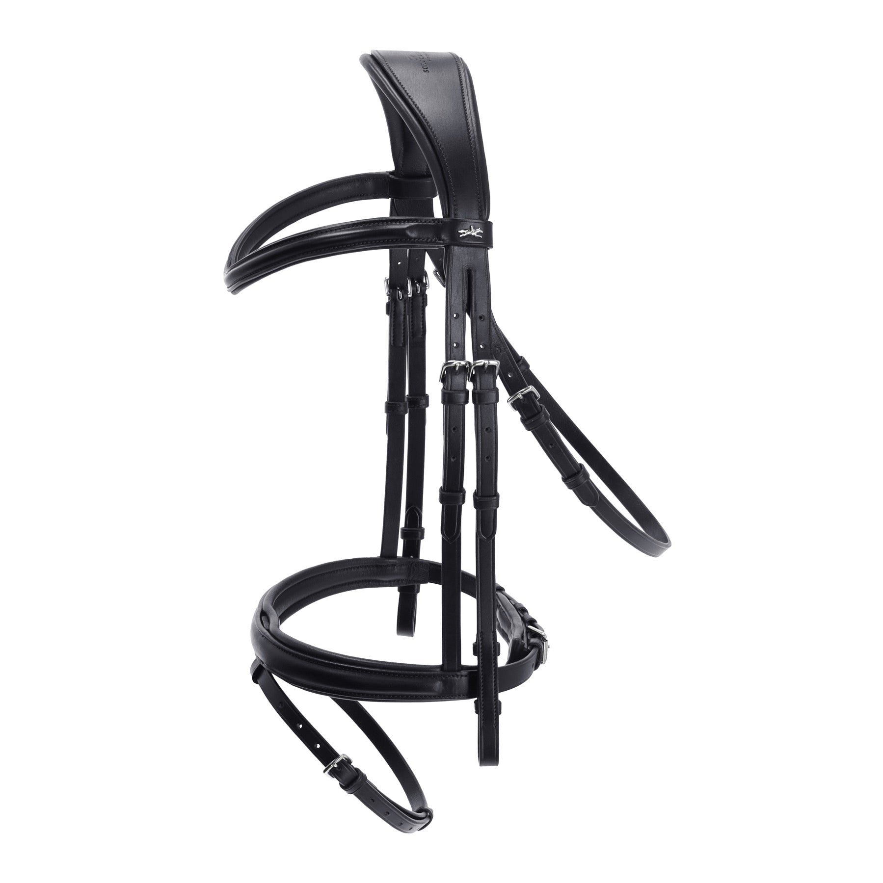 Schockemohle Monza Snaffle Bridle, Black/Silver