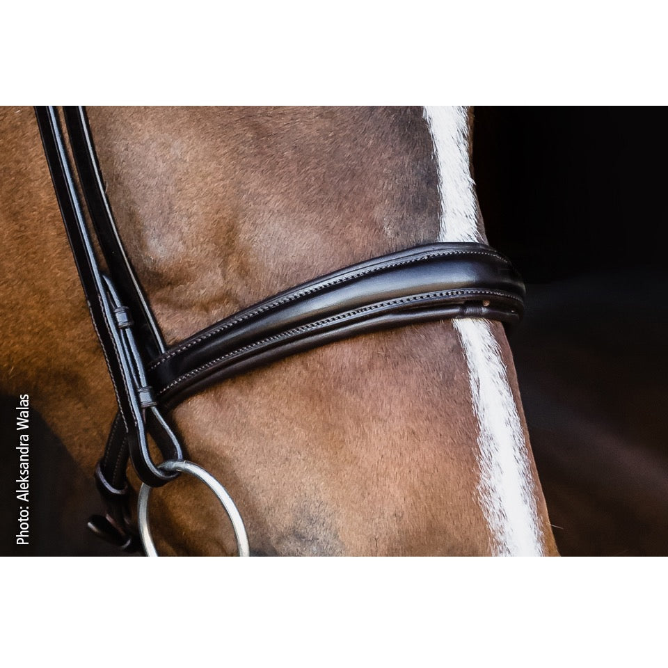 Schockemohle Monza Snaffle Bridle, Dark Brown/Silver
