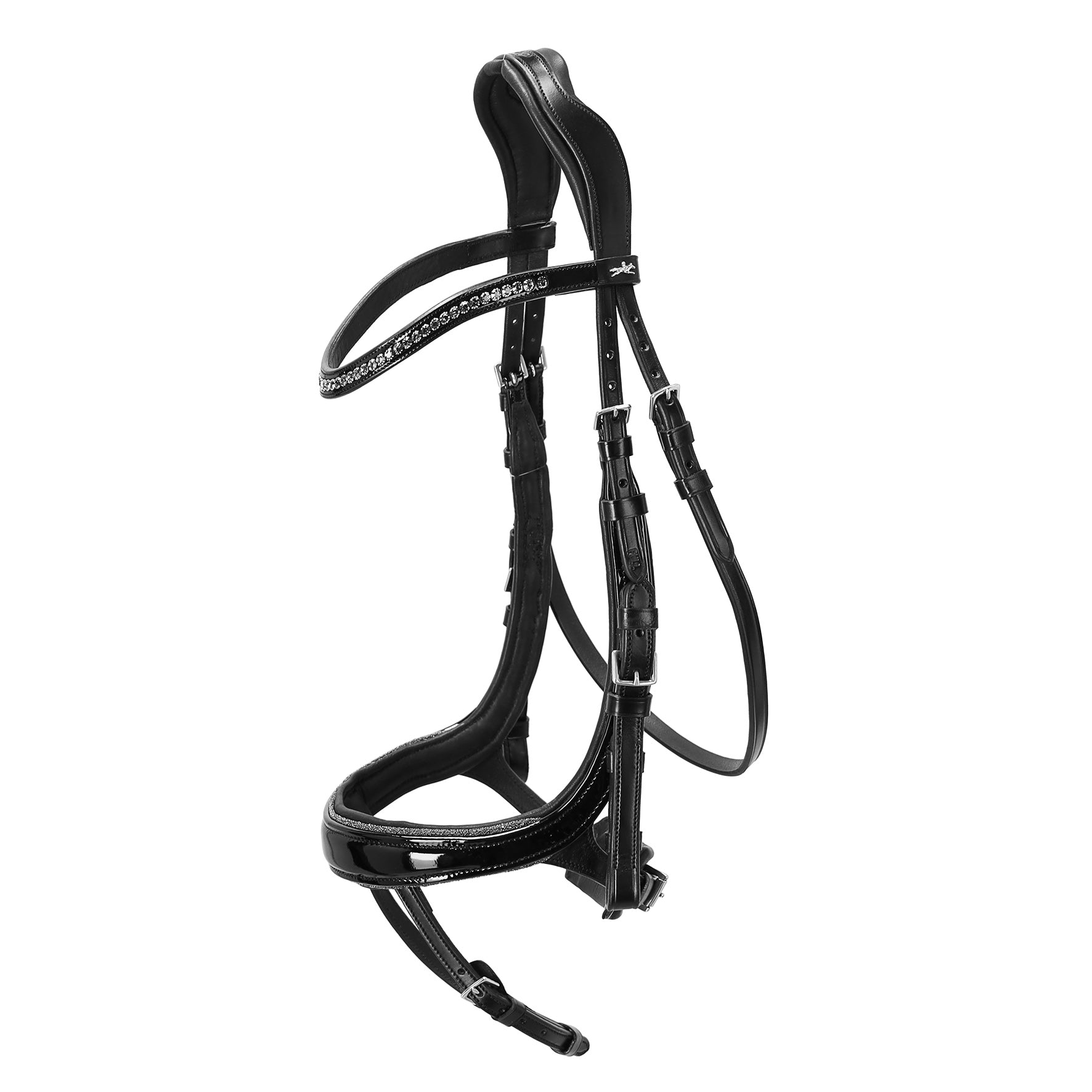 Schockemohle Equitus Beta Glam Anatomical Special Bridle, Black Patent/Silver