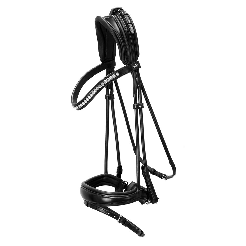 Schockemohle Westminster Round Stitched Anatomic Bridle, Black/Silver