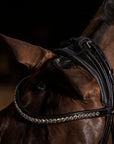 Schockemohle Westminster Round Stitched Anatomic Bridle, Black Patent/Silver