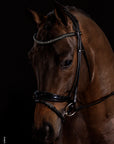 Schockemohle Westminster Round Stitched Anatomic Bridle, Black Patent/Silver