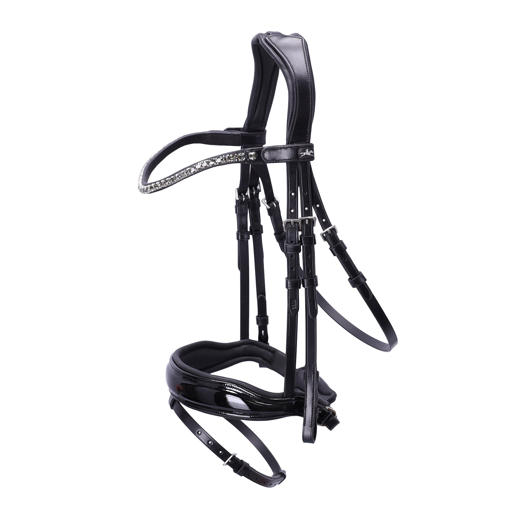 Schockemohle Siena Dressage Bridle, Black Patent / Gray