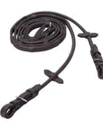 Schockemohle Durasoft Rolled Grip Reins, Dark Brown/Silver