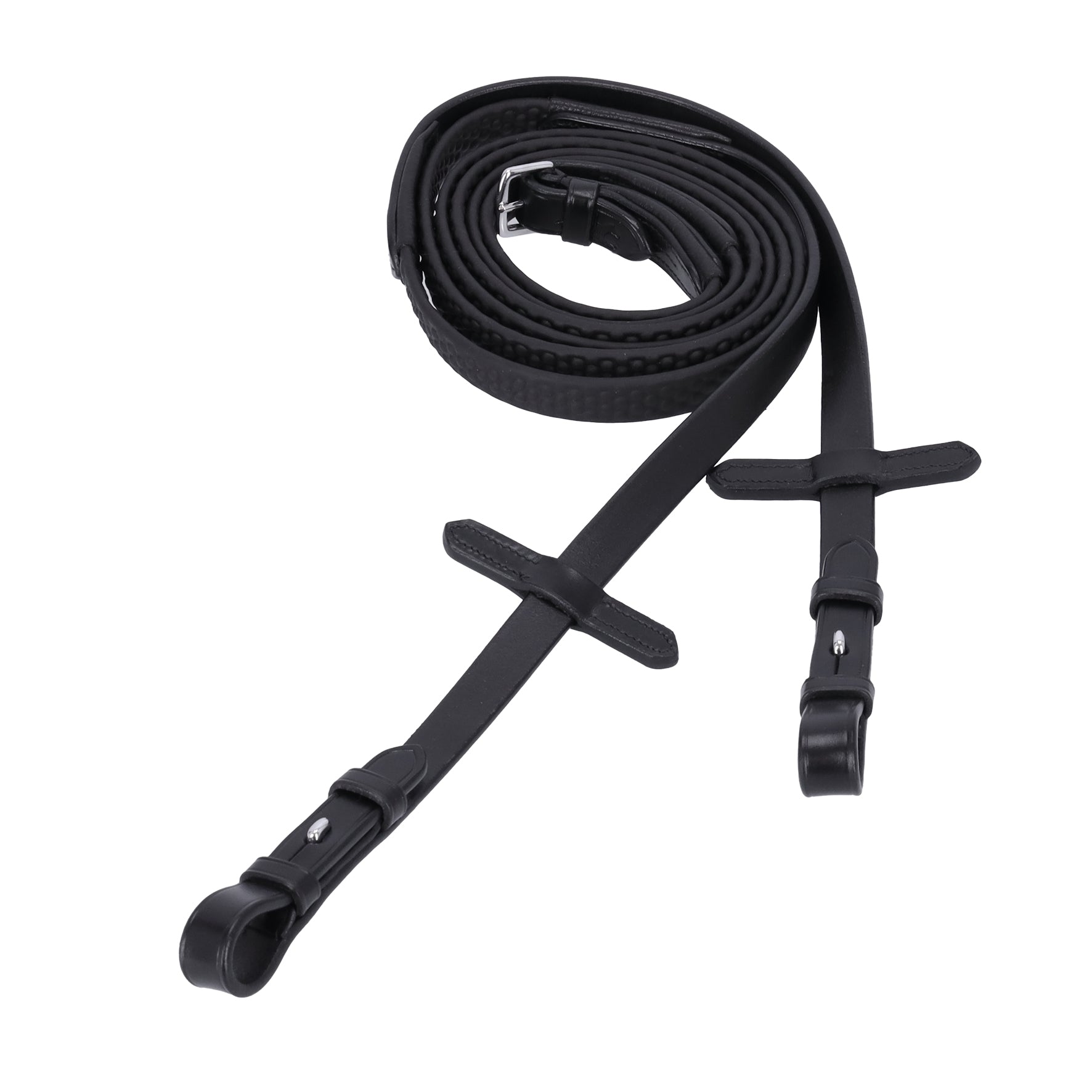 Schockemohle Bridle Reins Soft Rubber Reins Dots, Black/Silver