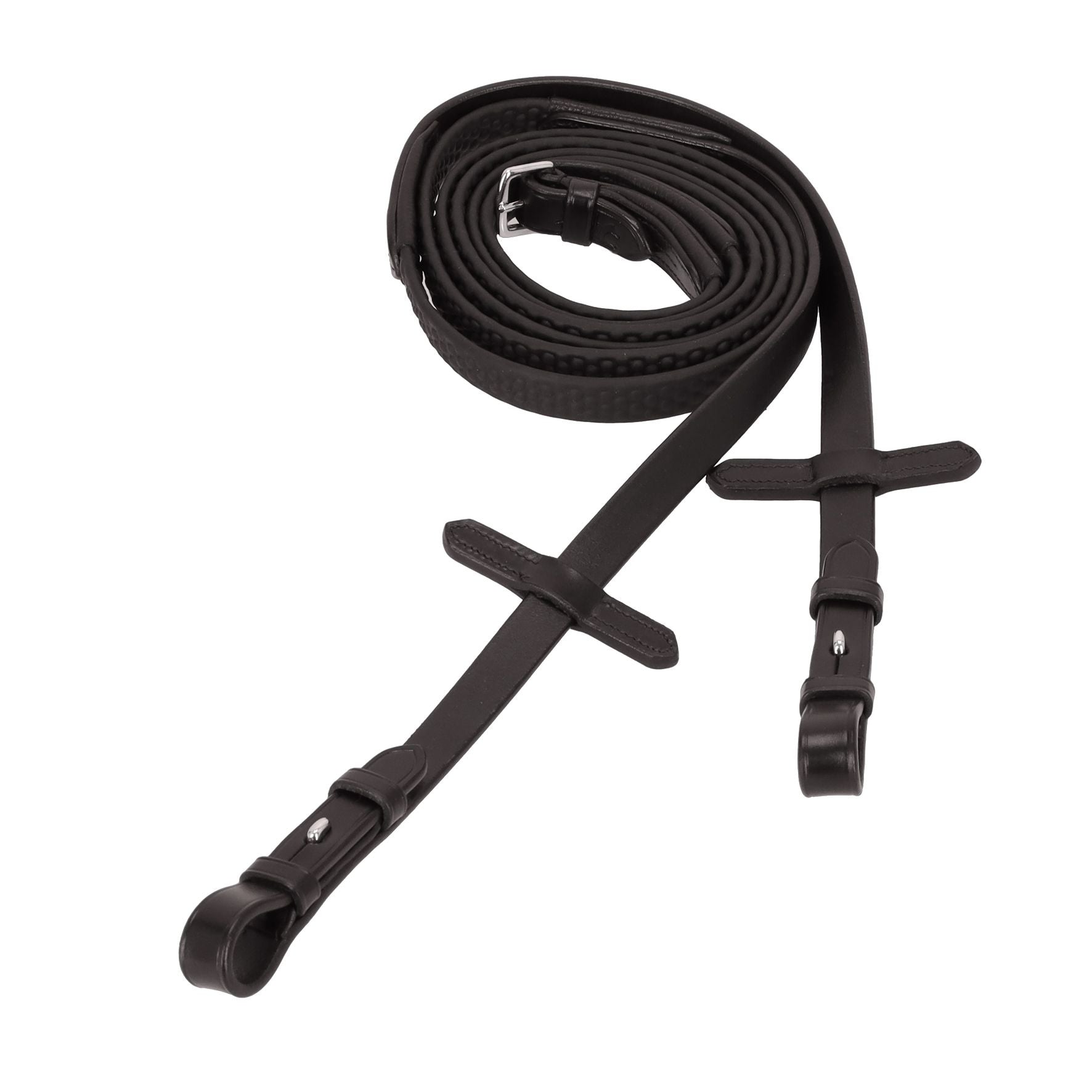 Schockemohle Bridle Reins Soft Rubber Reins Dots, Brown/Silver