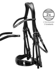 Schockemohle Milan Anatomical Double Bridle, Black Patent/Silver