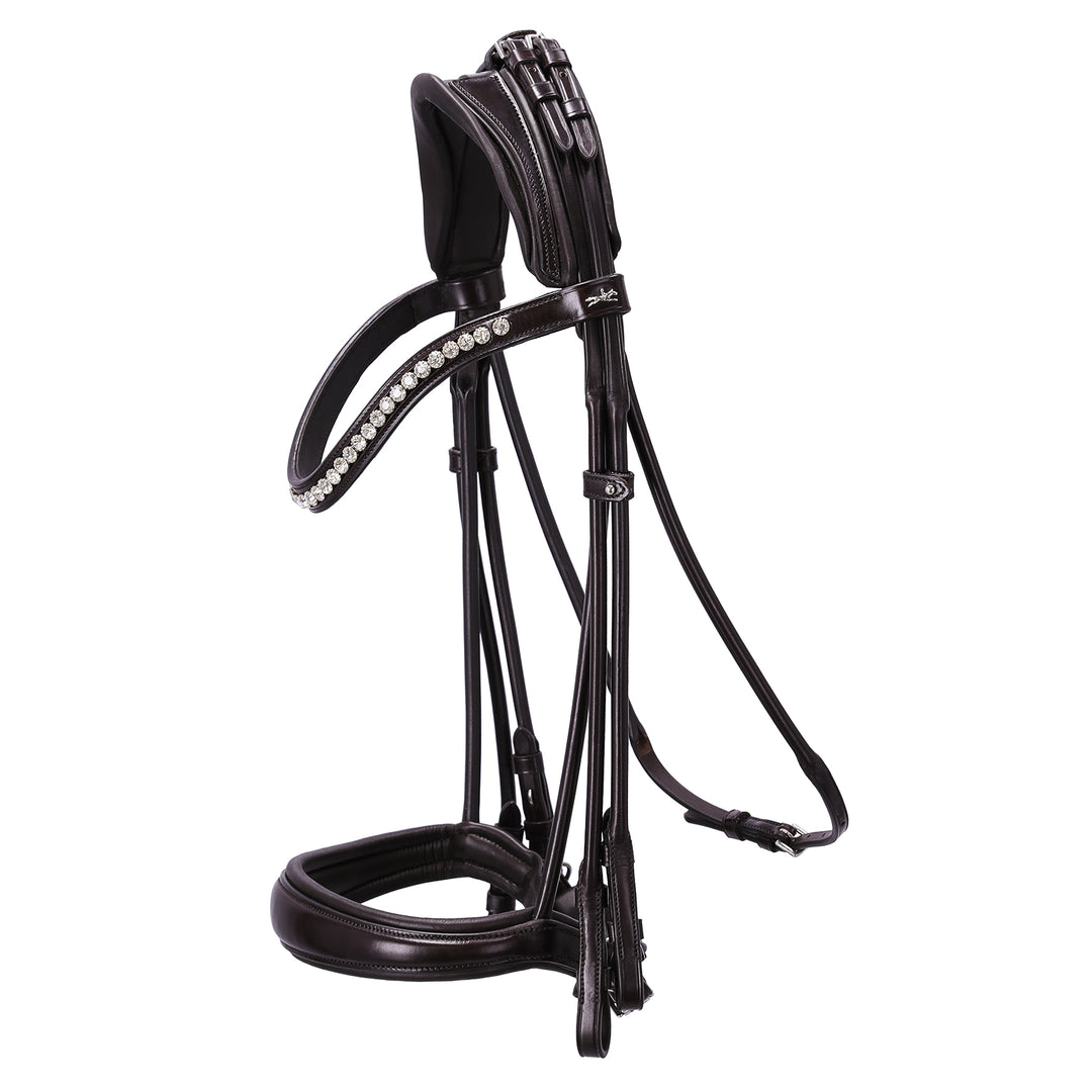 Schockemohle Kensington Rolled Double Bridle, Espresso/Silver