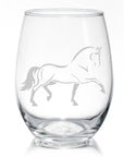 Classy Equine Dressage Horse Trot Stemless Wine Glasses