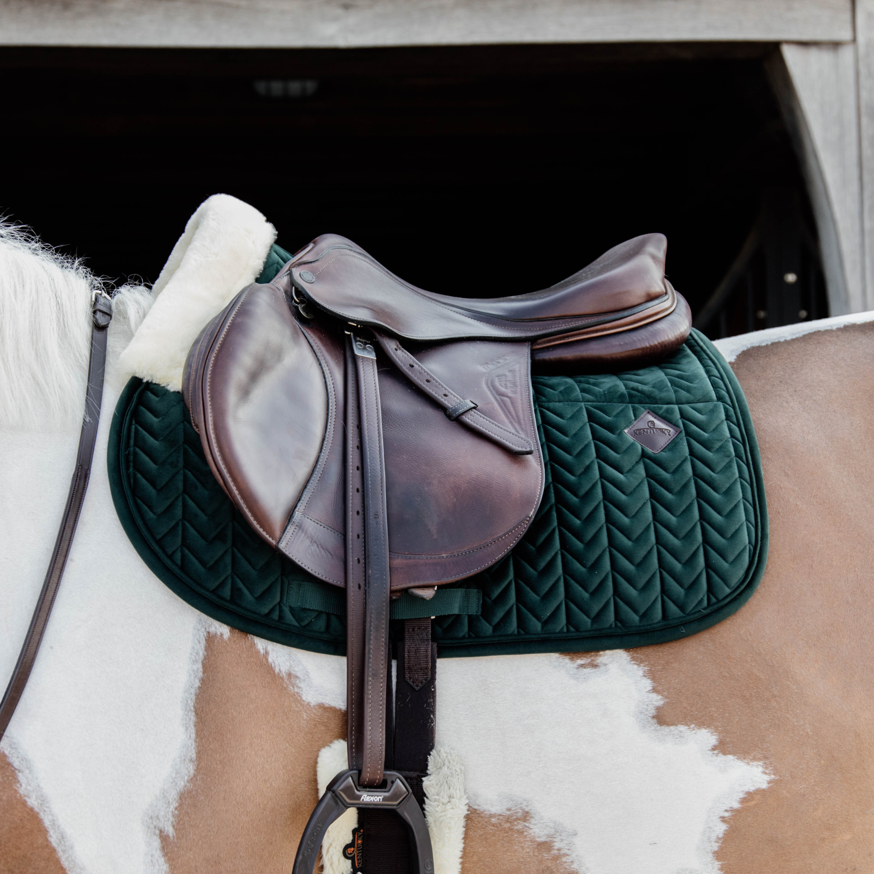 Kentucky Horsewear Skin Friendly Saddle Pad Velvet Jumping, Pine Green