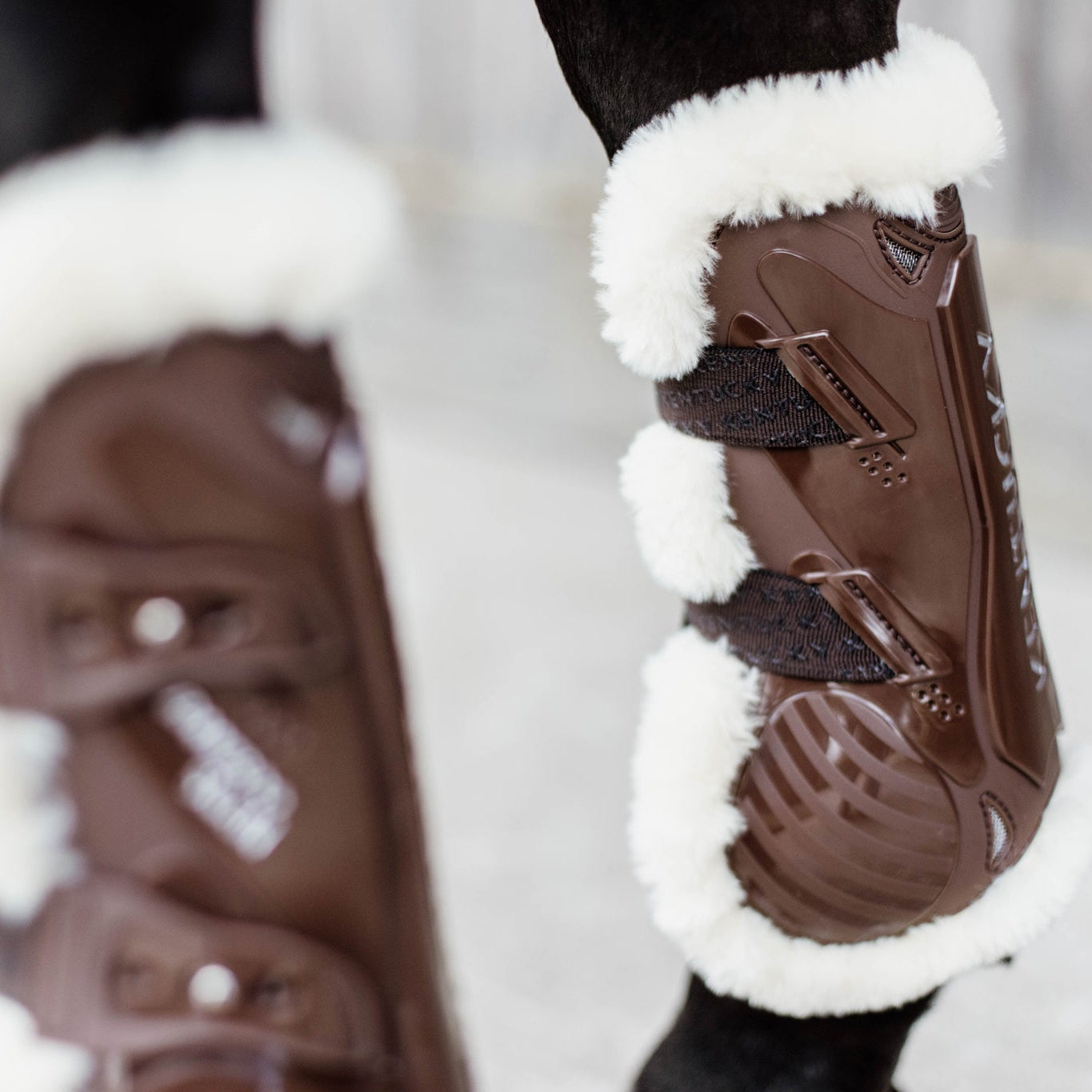 Kentucky Horsewear Vegan Sheepskin Bamboo Tendon Boots, Brown