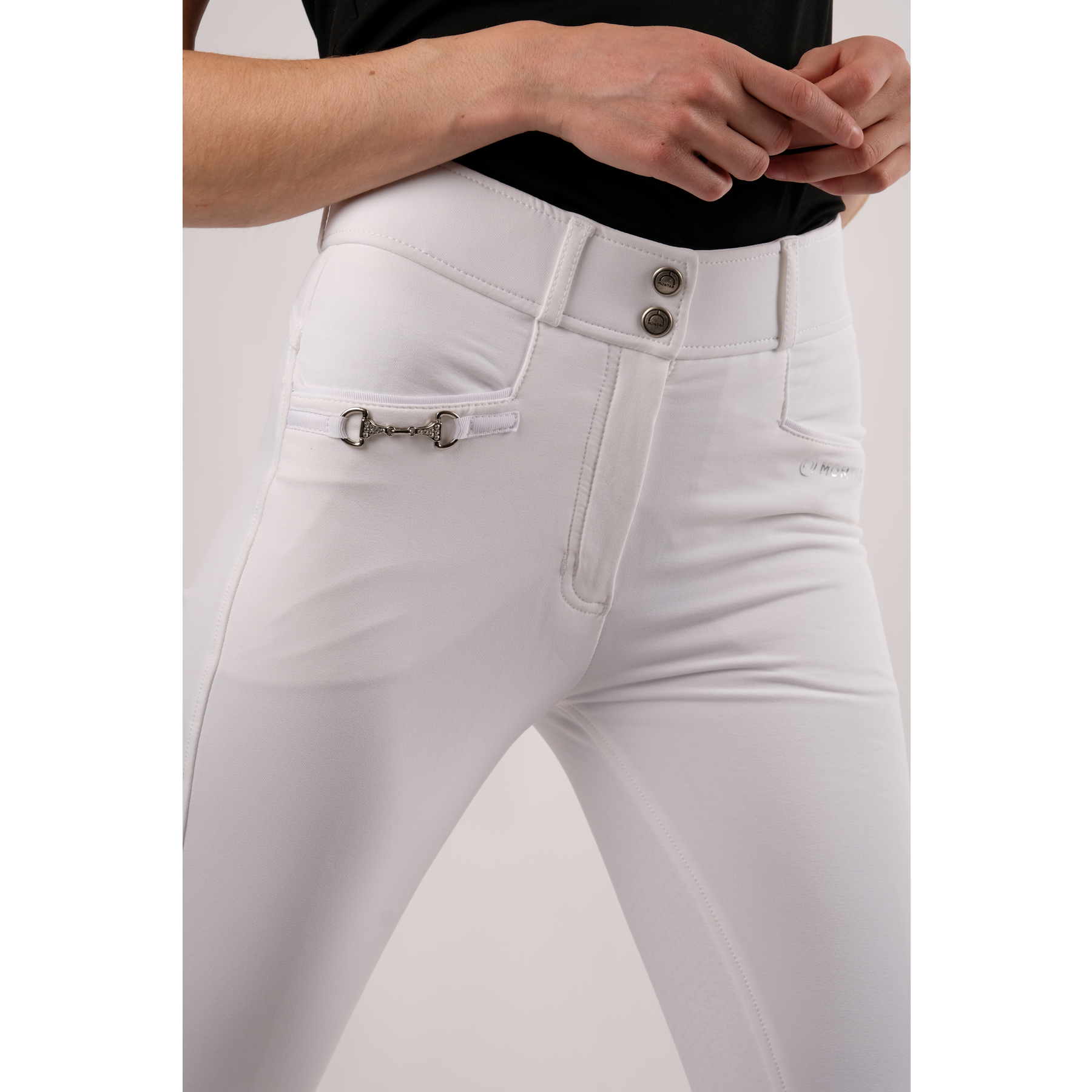 Montar Molly Yati Ladies High Rise Full Grip Breeches, White