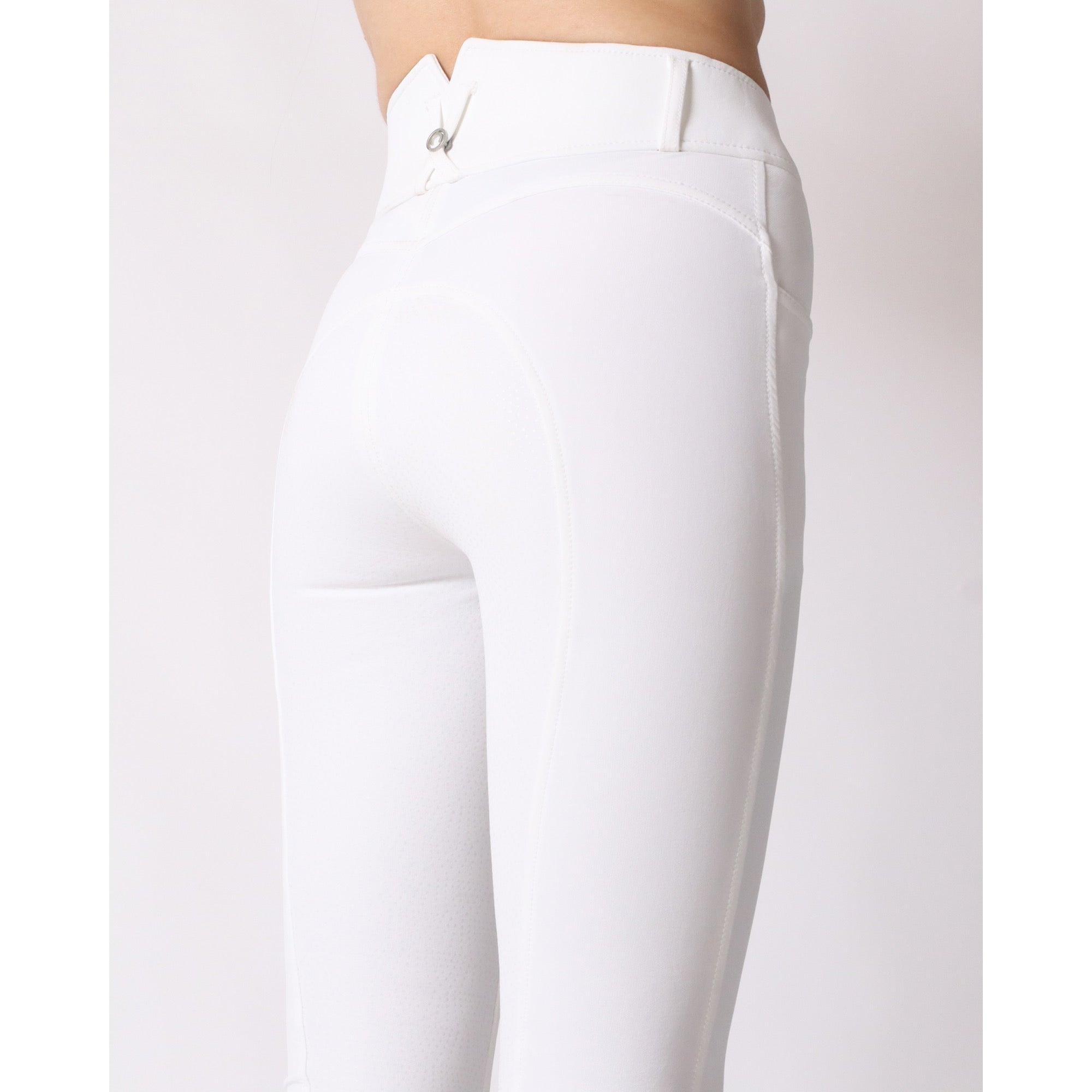 Montar Megan Yati Ladies High Rise Full Grip Breeches, White