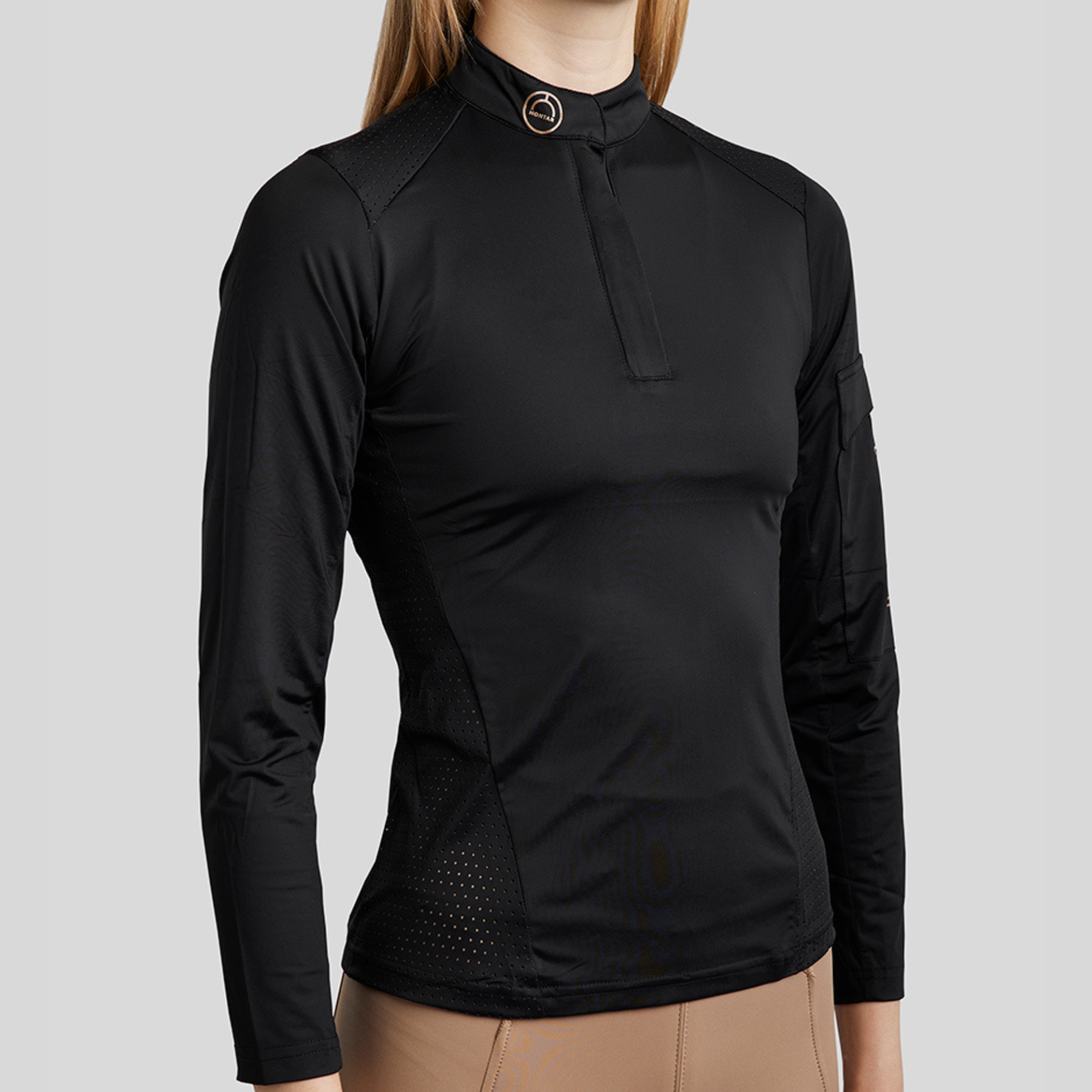 Montar MoZendaya Ladies Long Sleeve Performance Training Shirt, Black