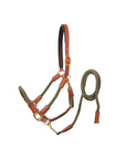 Kavalkade Cavo Rope Halter Set with Lead, Cognac / Green