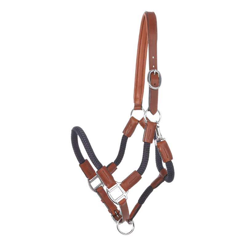 Kavalkade Cavo Rope Halter Set with Lead, Cognac / Navy