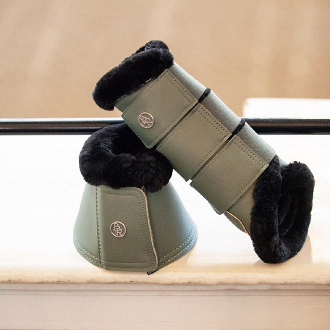 BR Equestrian Over Reach Boots Djoy, Agave Green