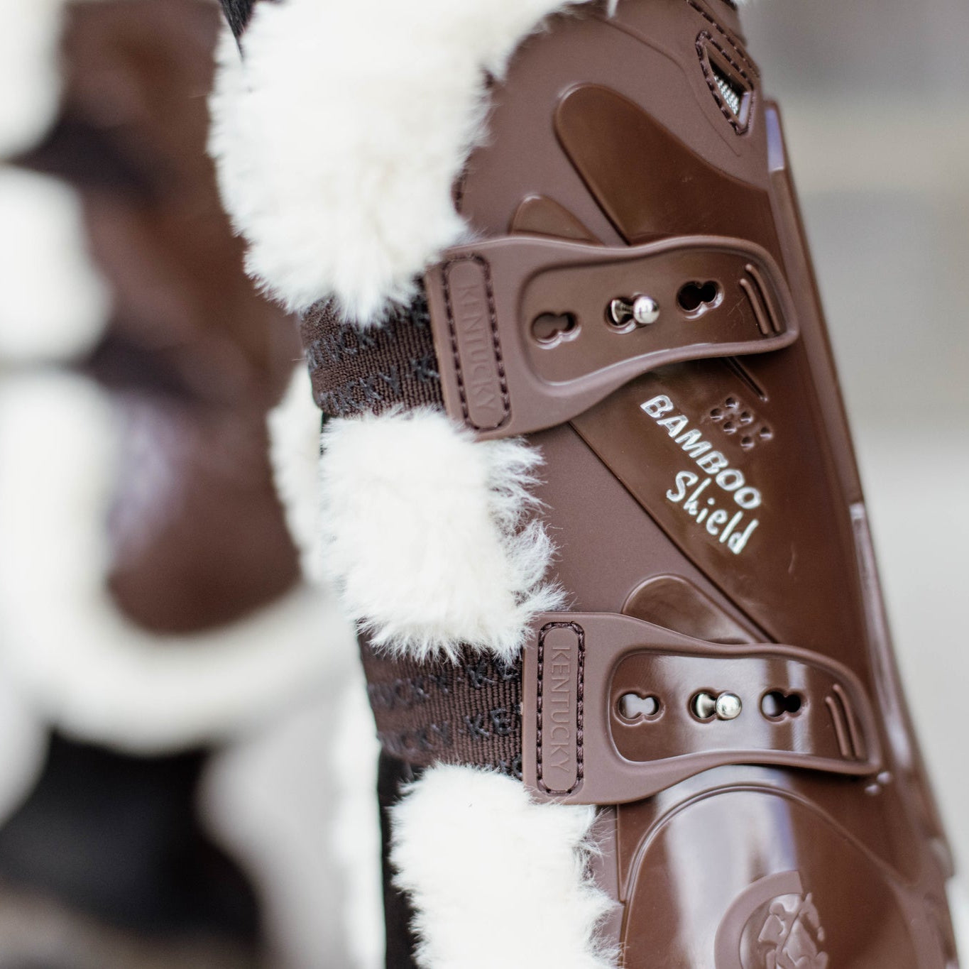 Kentucky Horsewear Vegan Sheepskin Bamboo Tendon Boots, Brown