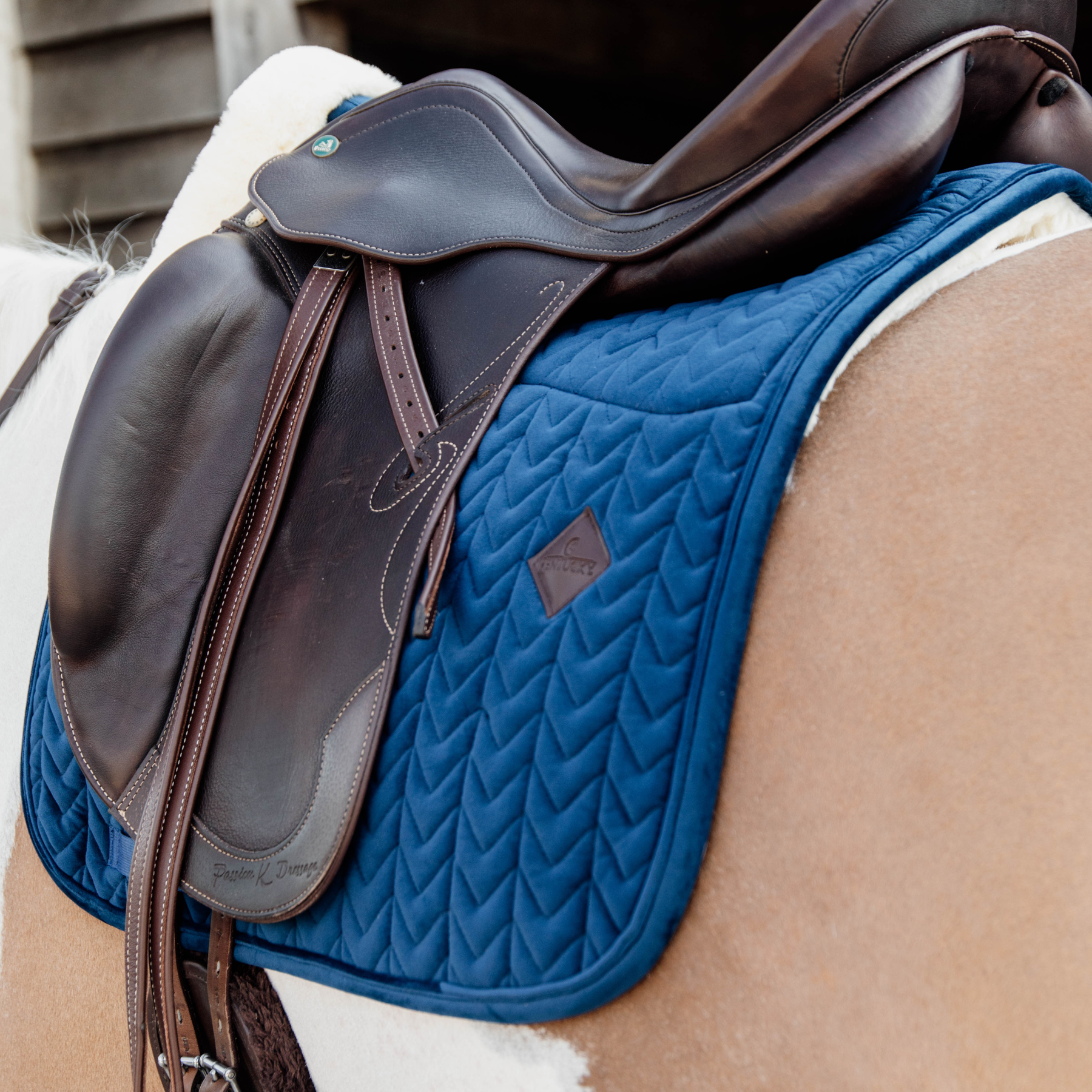 Kentucky Horsewear Skin Friendly Saddle Pad Velvet Dressage, Navy