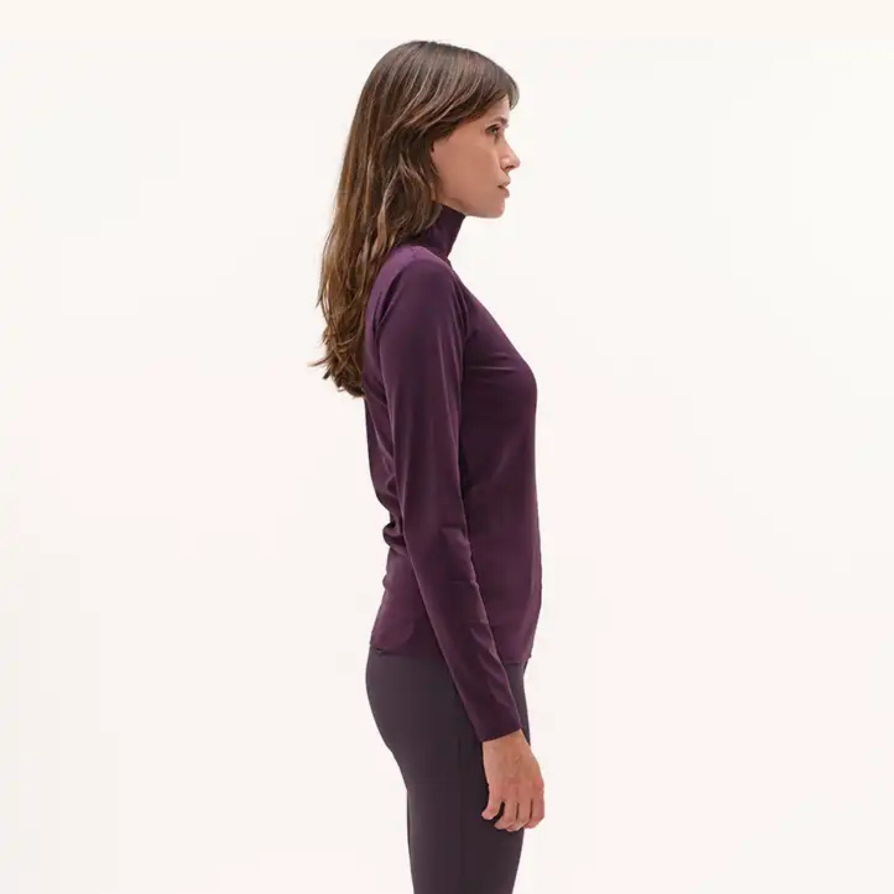 Dada Consul Ladies Funnel Collar Long Sleeve T-Shirt, Dark Muscat