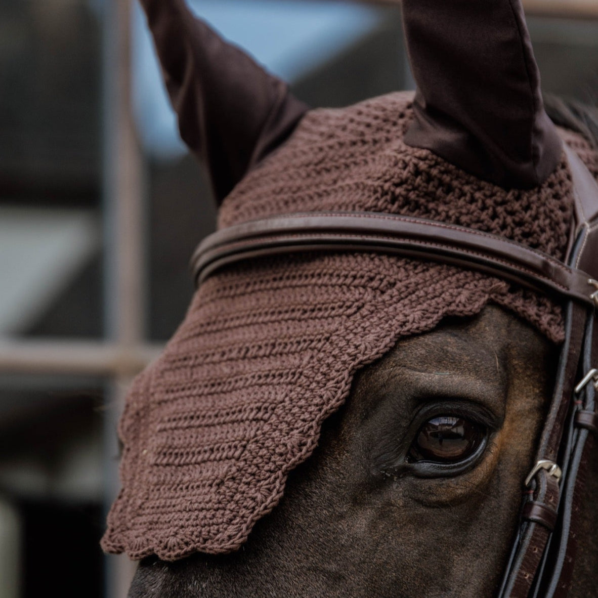 Kentucky Horsewear Fly Veil Wellington Wave, Brown