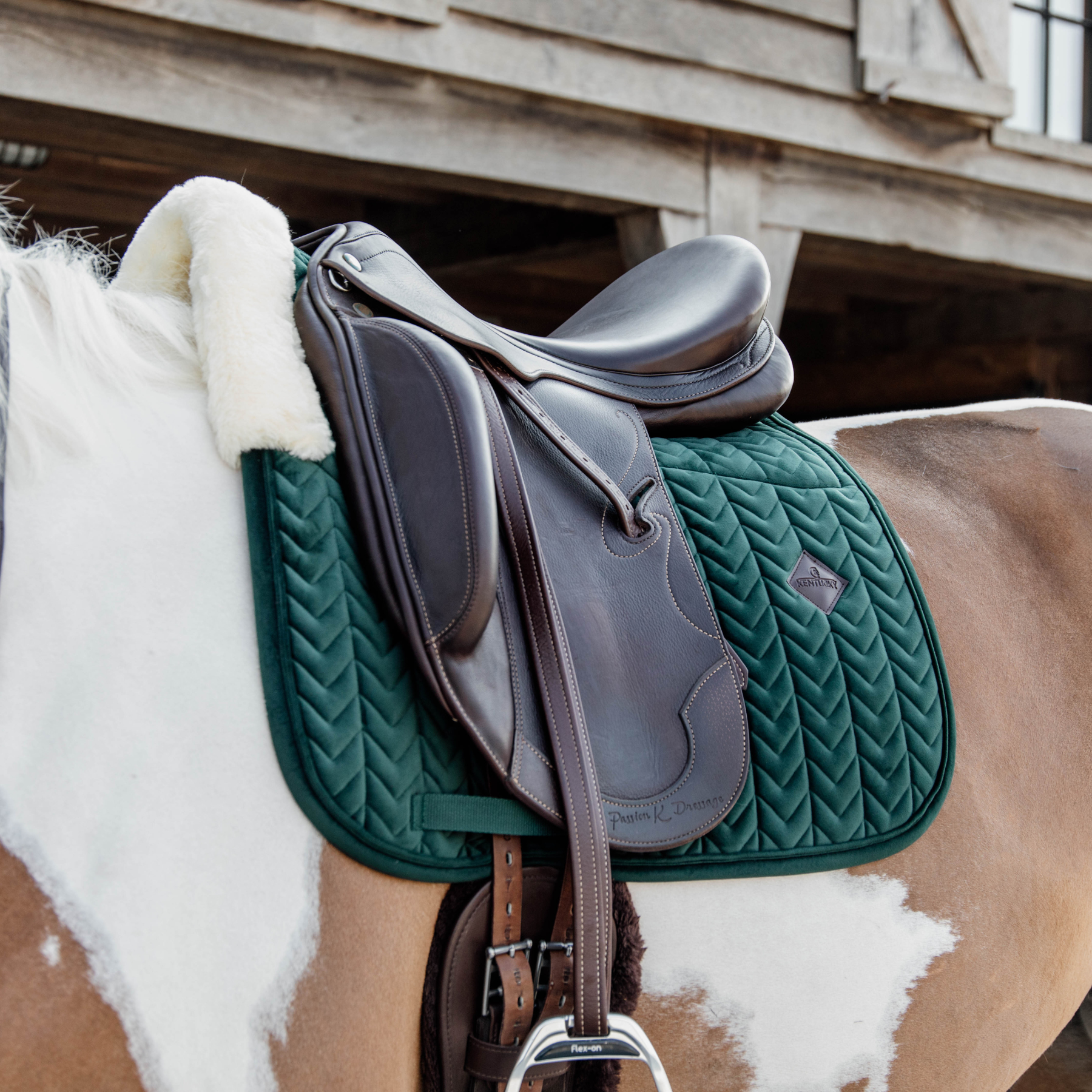 Kentucky Horsewear Skin Friendly Saddle Pad Velvet Dressage, Pine Green