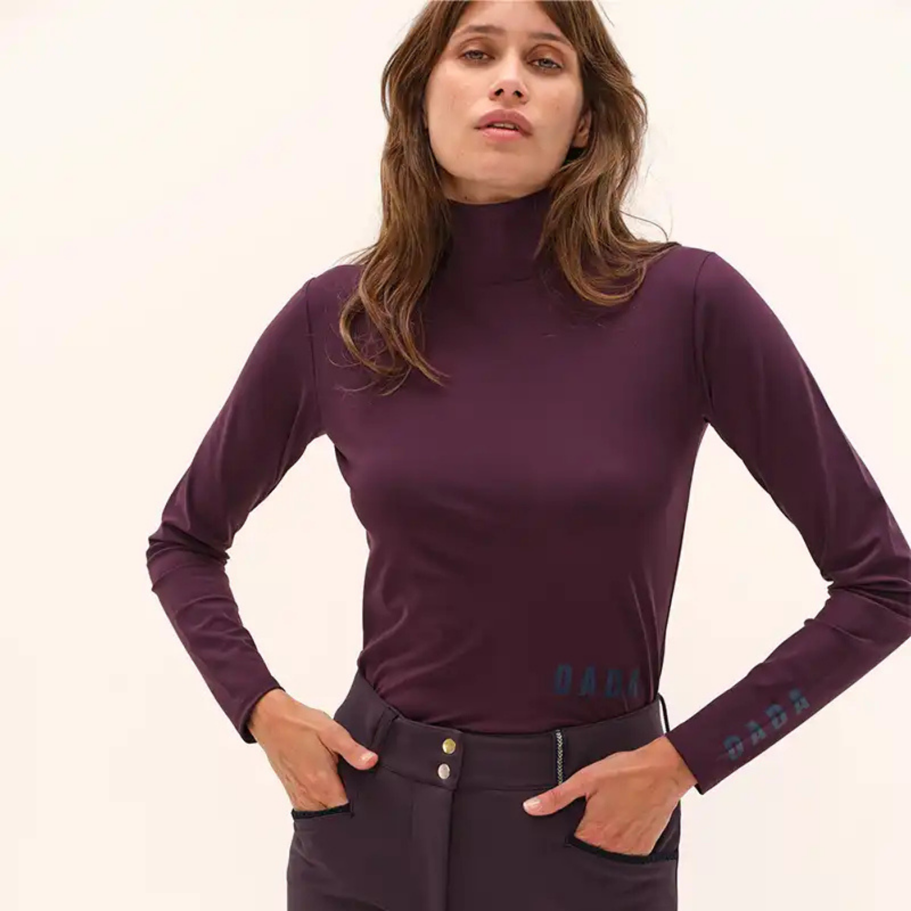 Dada Consul Ladies Funnel Collar Long Sleeve T-Shirt, Dark Muscat