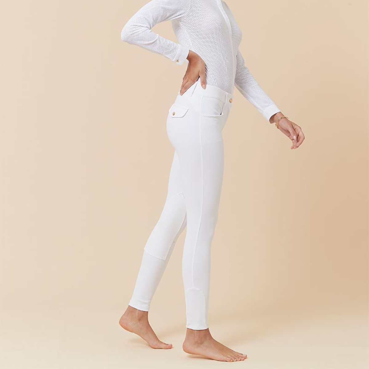 Dada Sport Giovani Knee Grip Breeches, White