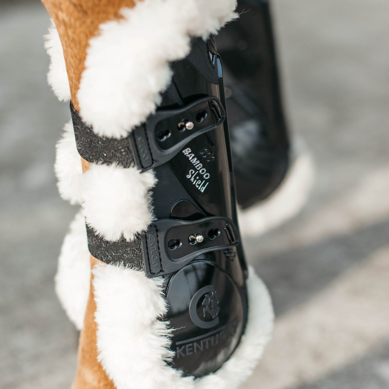 Kentucky Horsewear Vegan Sheepskin Bamboo Tendon Boots, Black