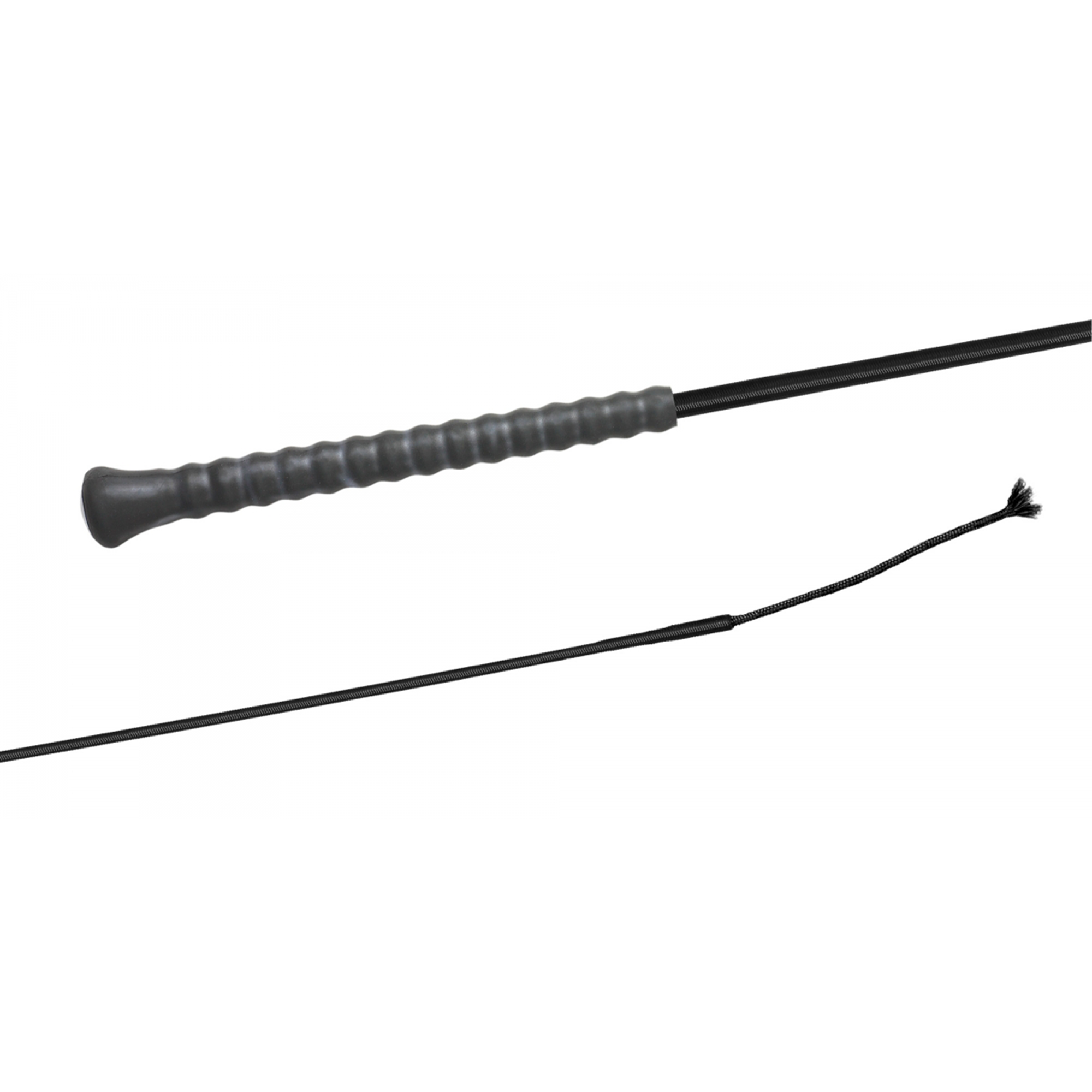 Fleck Dressage Whip, EcoLine, woven nylon covered stick, rubber grip, Black