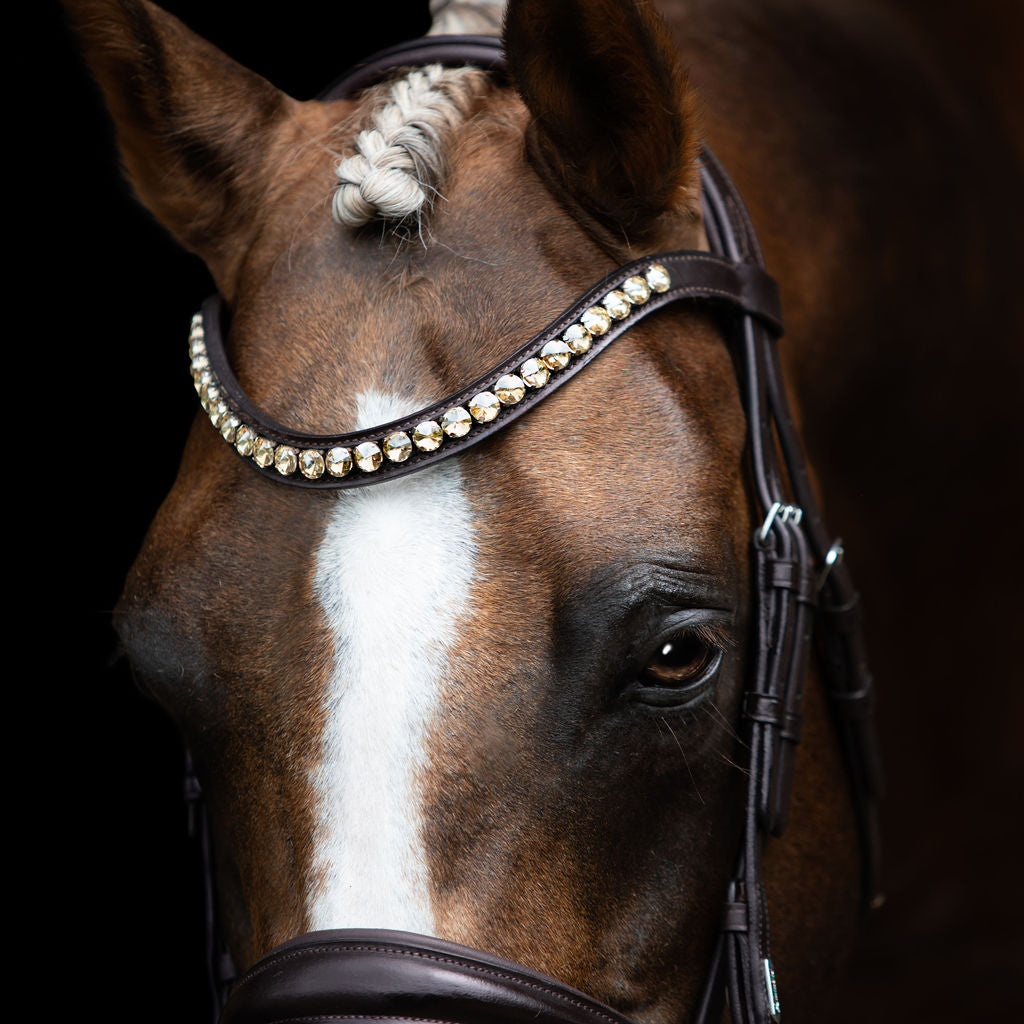 Lumiere Athens Crystal Browband, Brown Leather