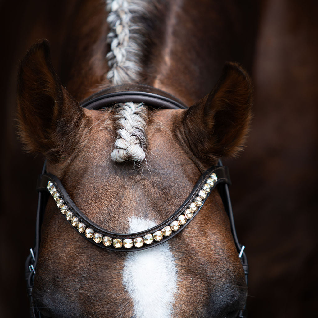 Lumiere Athens Crystal Browband, Brown Leather