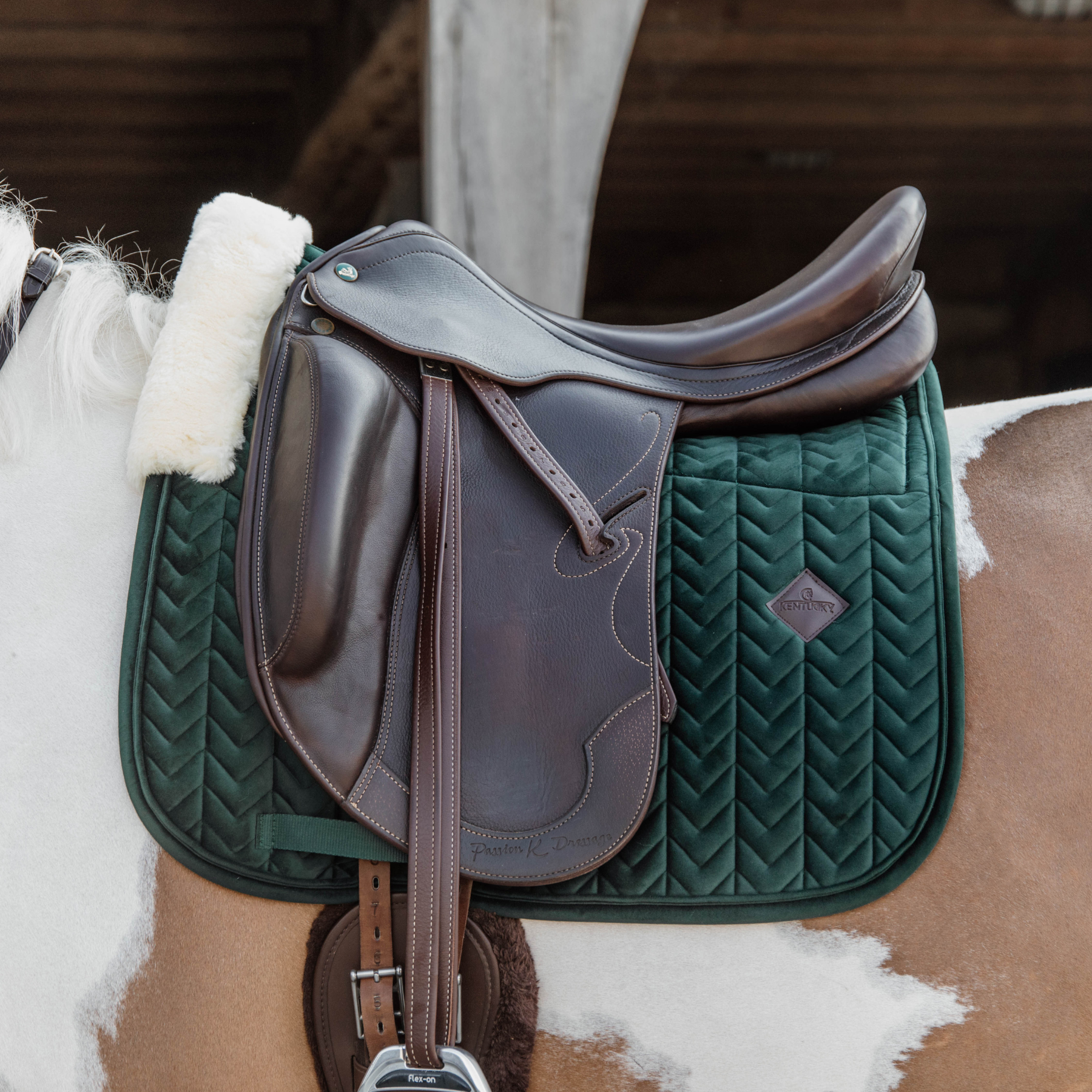 Kentucky Horsewear Skin Friendly Saddle Pad Velvet Dressage, Pine Green