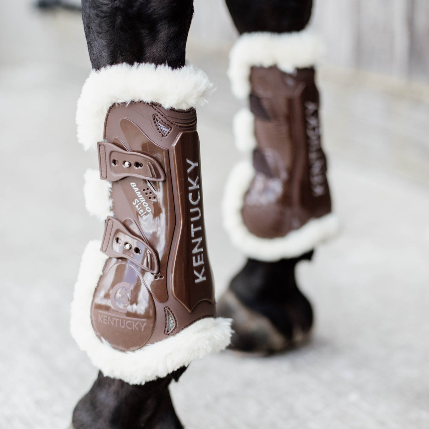 Kentucky Horsewear Vegan Sheepskin Bamboo Tendon Boots, Brown