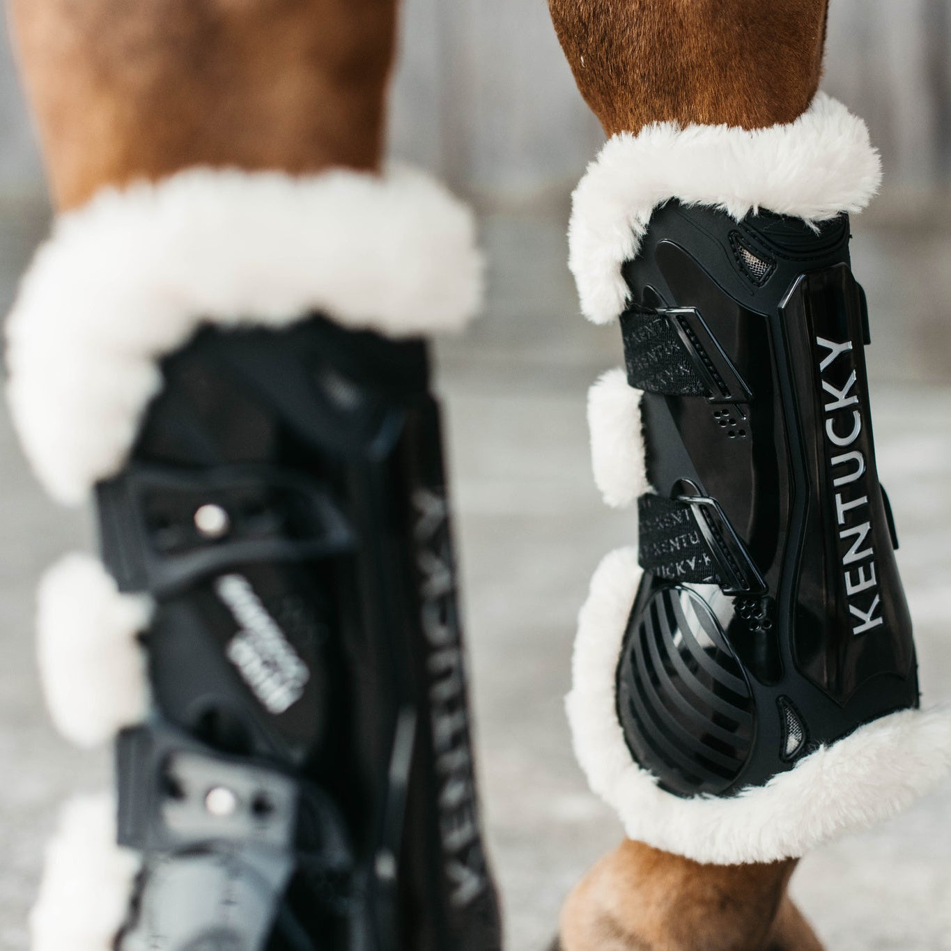 Kentucky Horsewear Vegan Sheepskin Bamboo Tendon Boots, Black