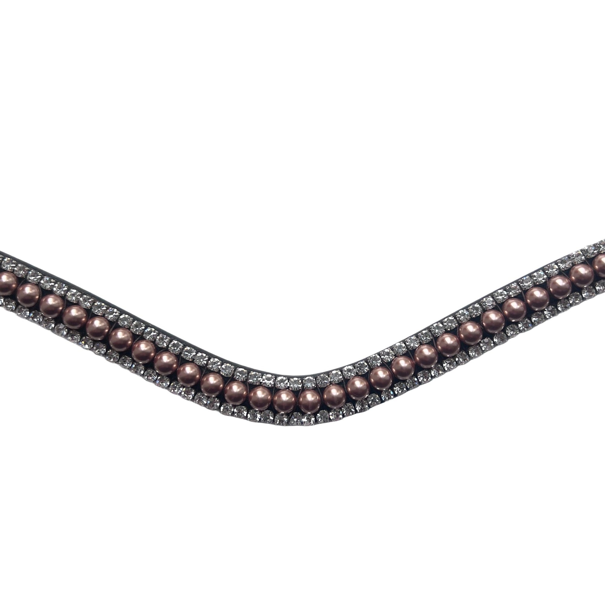 Montar Rosegold Pearls Browband, Black Leather