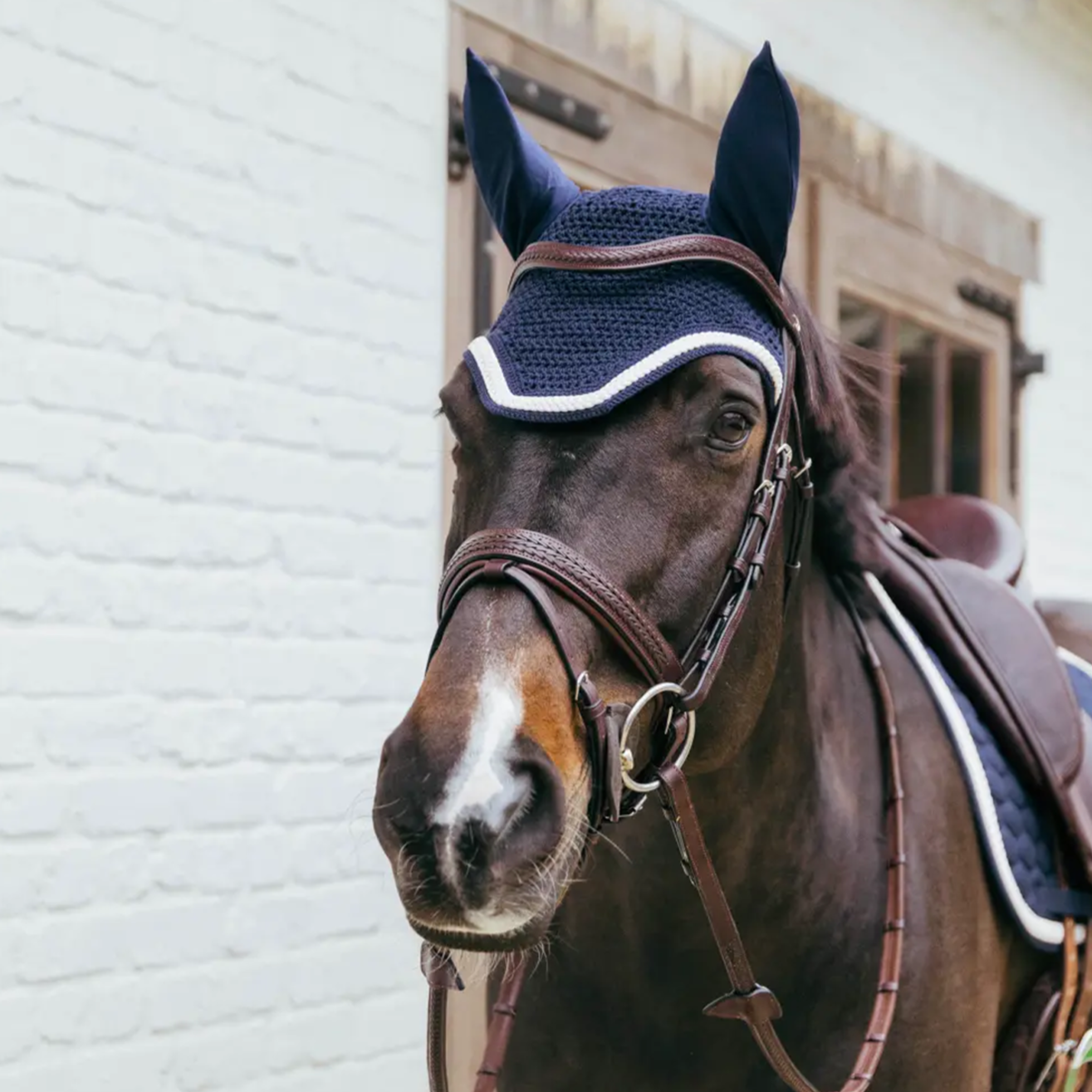 Kentucky Horsewear Fly Veil Wellington with Plaited Cord, Navy