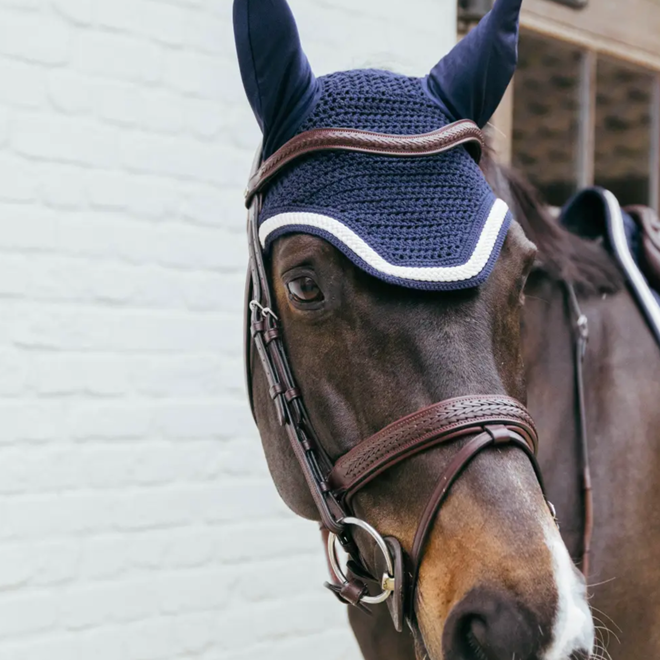 Kentucky Horsewear Fly Veil Wellington with Plaited Cord, Navy