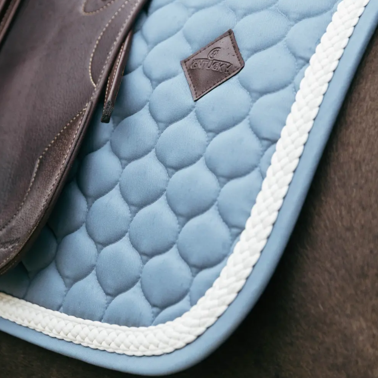 Kentucky Horsewear Dressage Saddle Pad with Plaited Cord, Light Blue