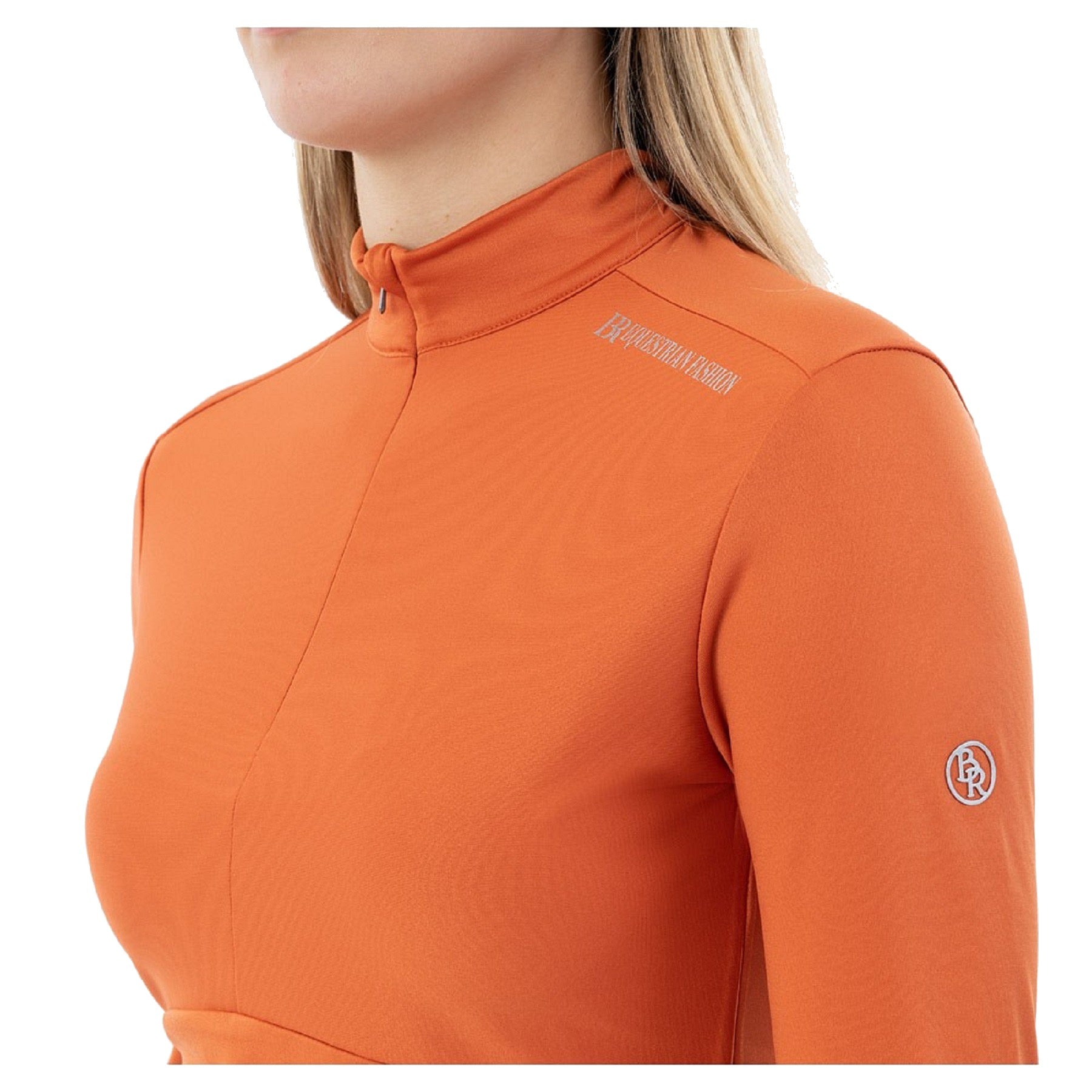 BR Equestrian Ladies Half Zip-Up Pullover Dewie, Mecca Orange
