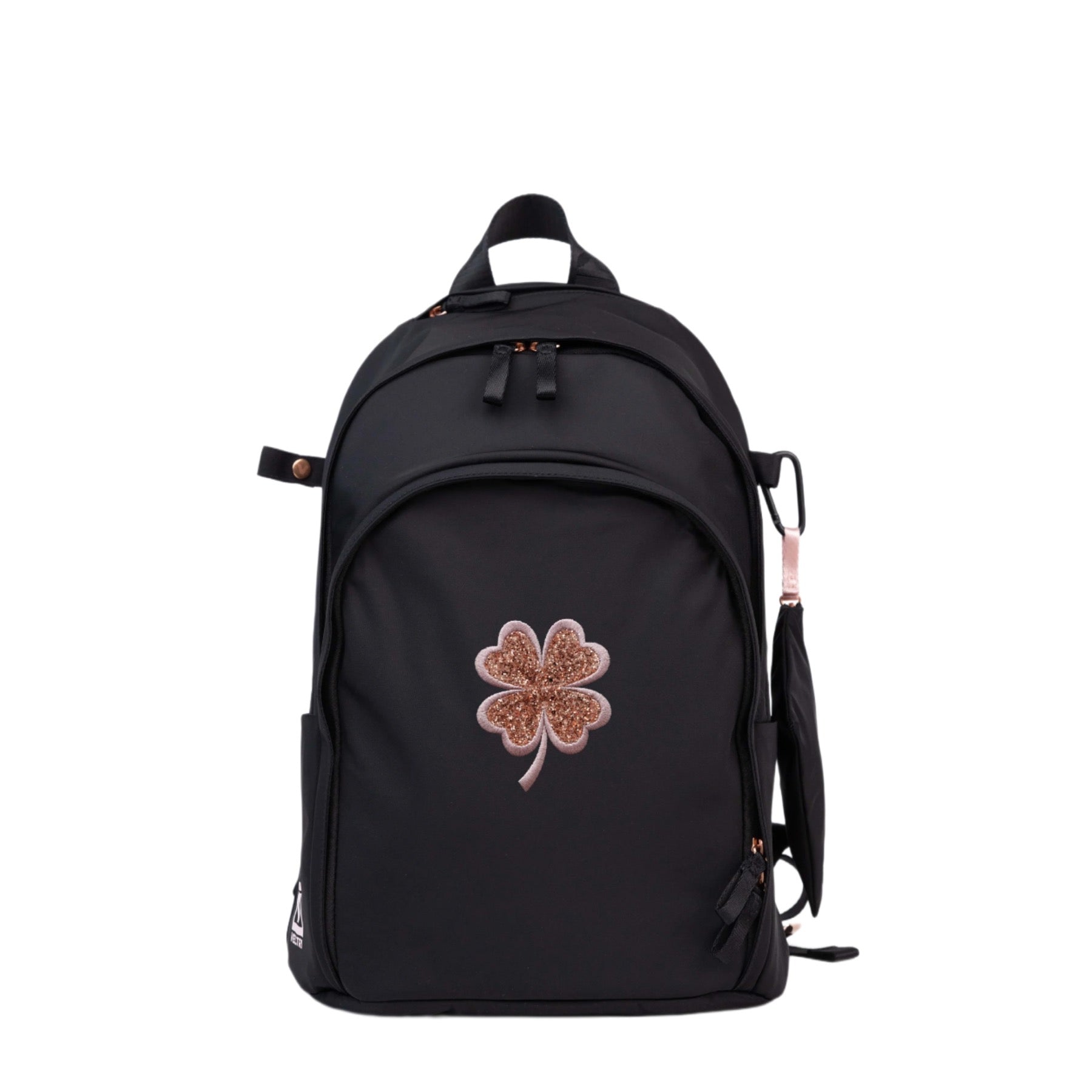 Veltri Novelty Delaire Lucky Clover Backpack, Black/Rosegold
