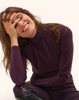 Dada Consul Ladies Funnel Collar Long Sleeve T-Shirt, Dark Muscat
