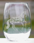 Dressage Horse Pirouette Stemless Wine Glasses