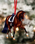 Classy Equine Dressage Horse Christmas Ornament - Bay Half Pass Dressage