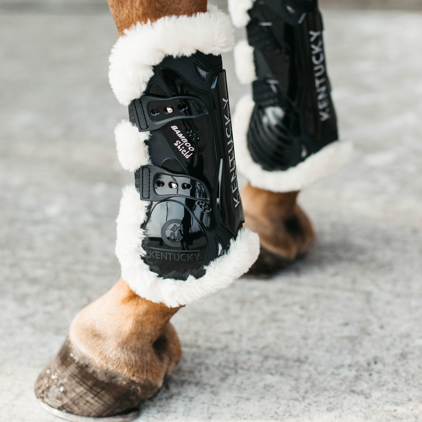 Kentucky Horsewear Vegan Sheepskin Bamboo Tendon Boots, Black